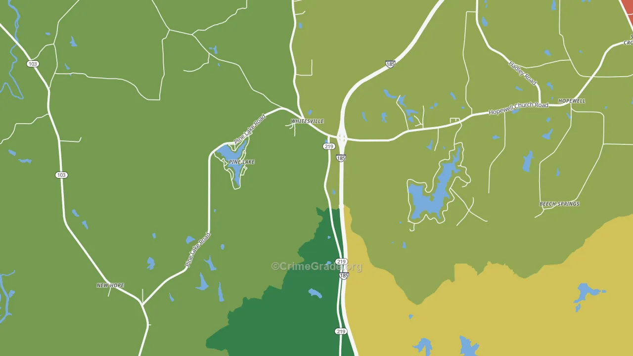 Whitesville, GA Map of Assault Rates