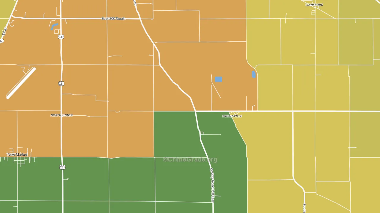 Whitesville, IN Map of Assault Rates