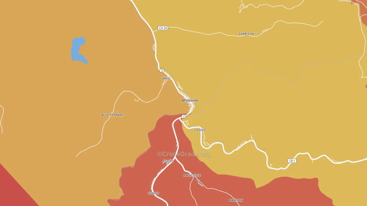 Whitesville, WV Map of Assault Rates