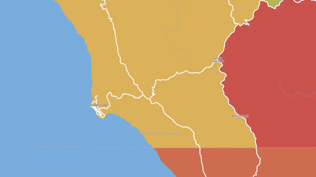 Whitethorn, CA Map of Assault Rates