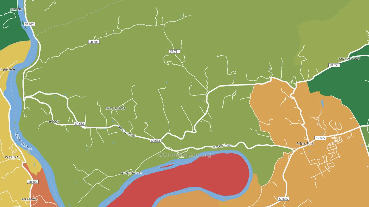 Whitethorne, VA Map of Assault Rates