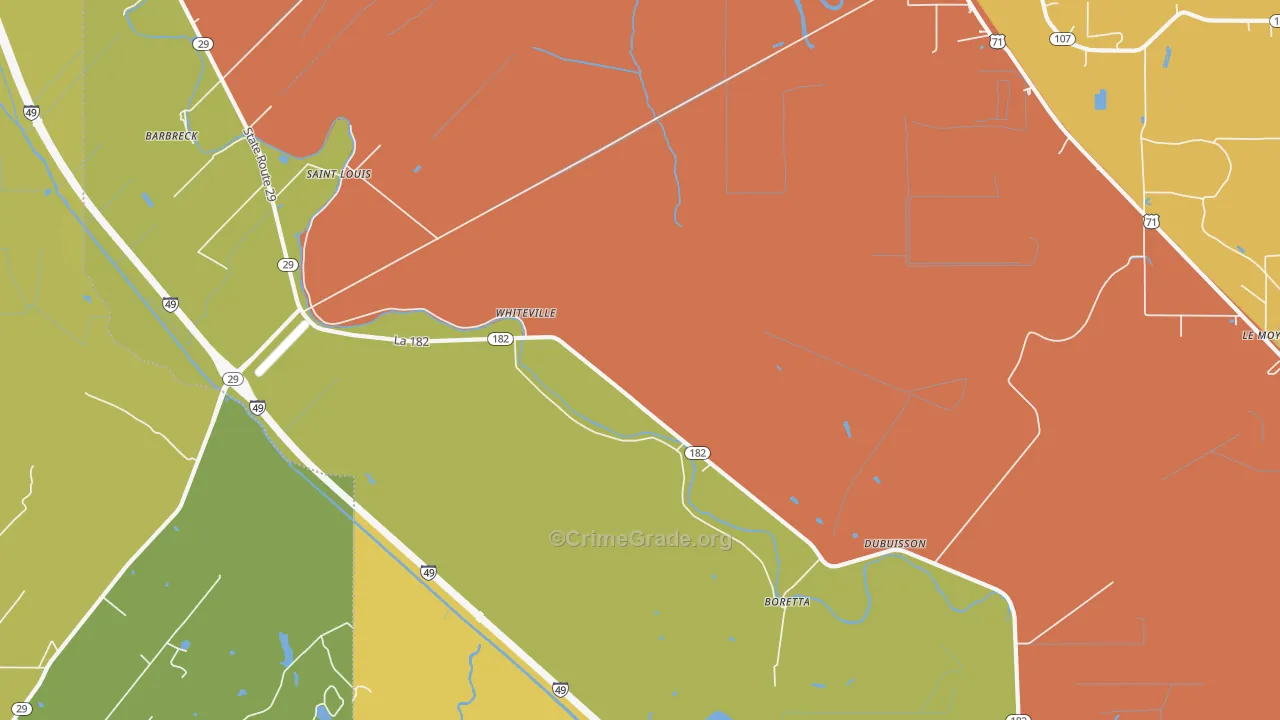Whiteville, LA Map of Assault Rates