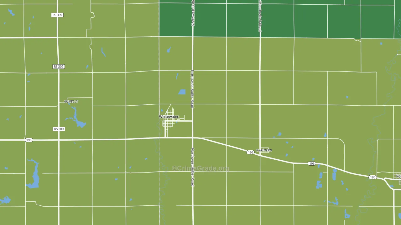 Whitewater, KS Map of Assault Rates