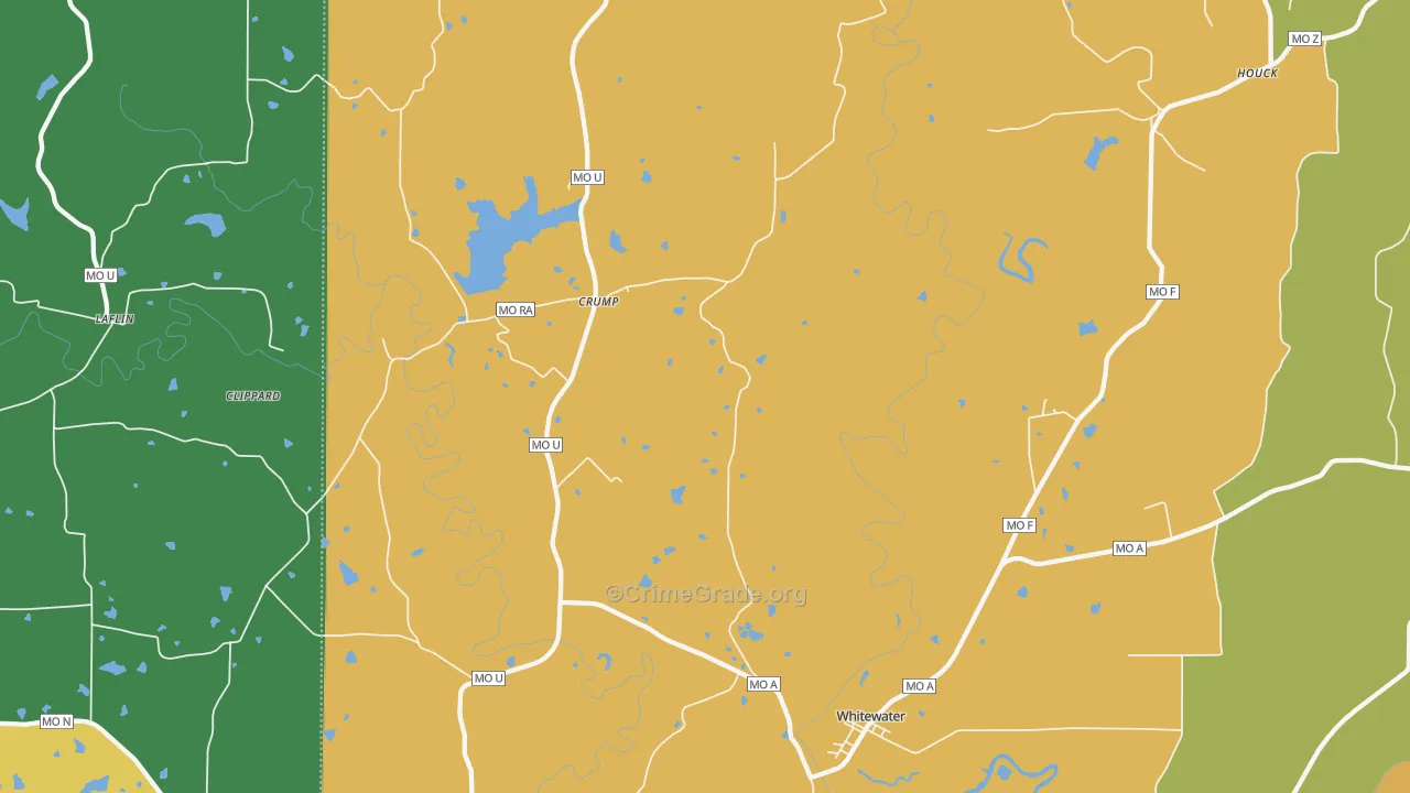 Whitewater, MO Map of Assault Rates