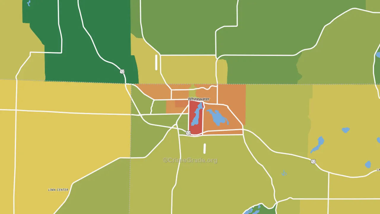 Whitewater, WI Map of Assault Rates