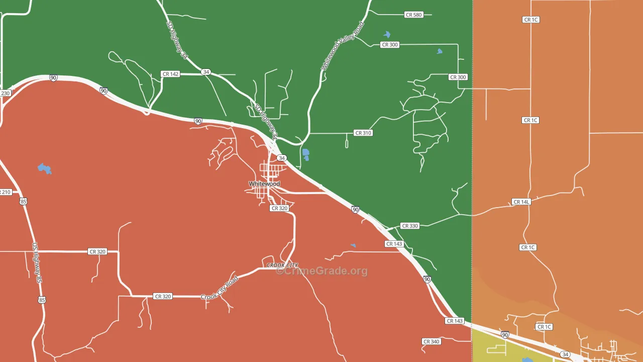 Whitewood, SD Map of Assault Rates