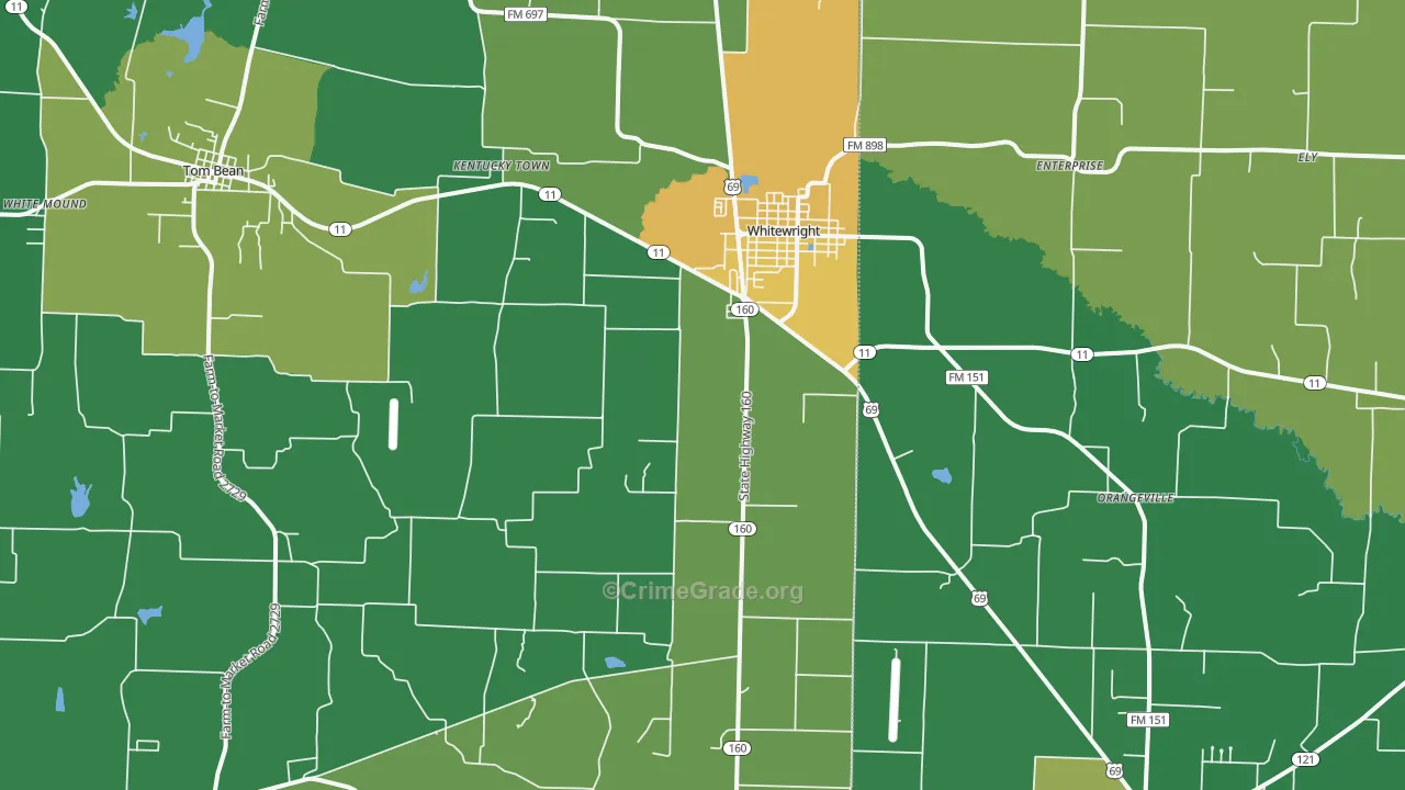 Whitewright, TX Map of Assault Rates