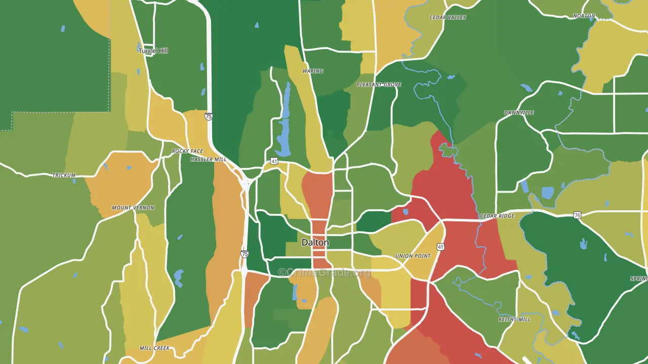 Whitfield County, GA Map of Assault Rates