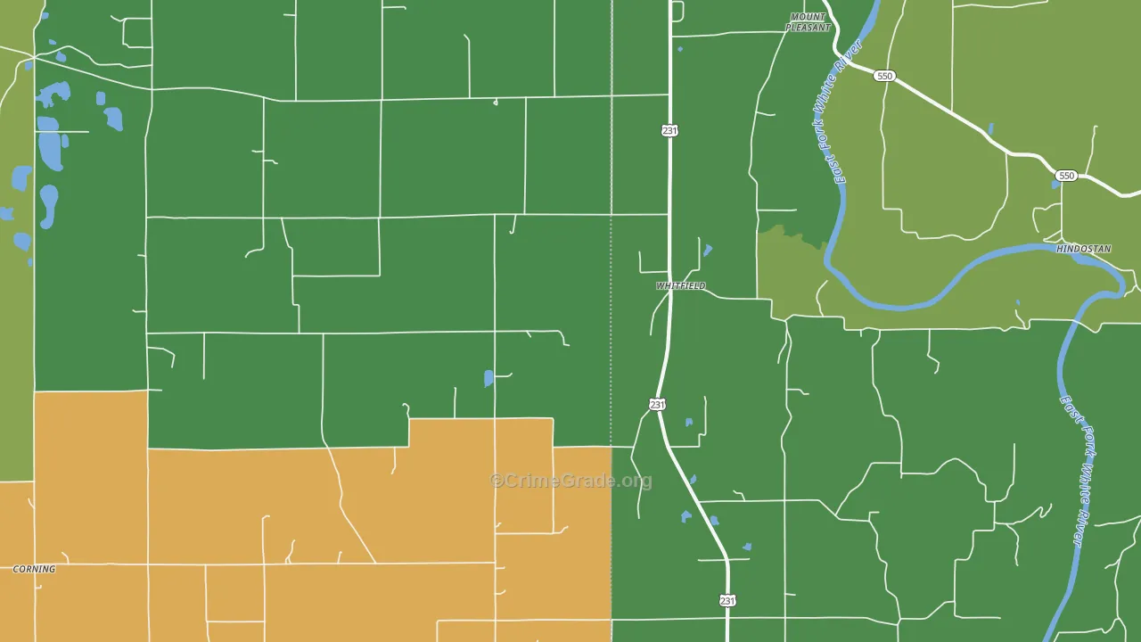 Whitfield, IN Map of Assault Rates