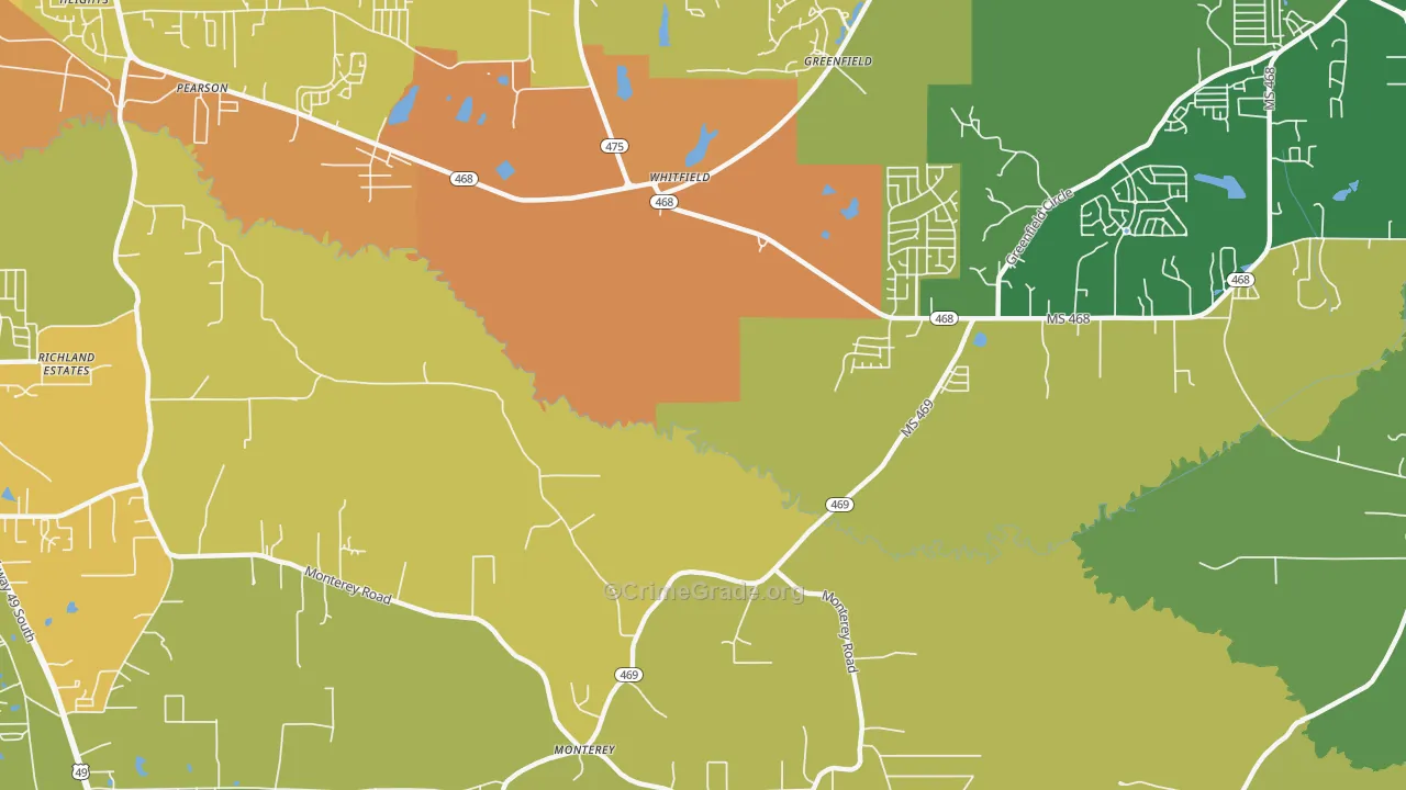 Whitfield, MS Map of Assault Rates