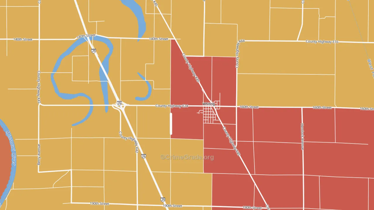 Whiting, IA Map of Assault Rates