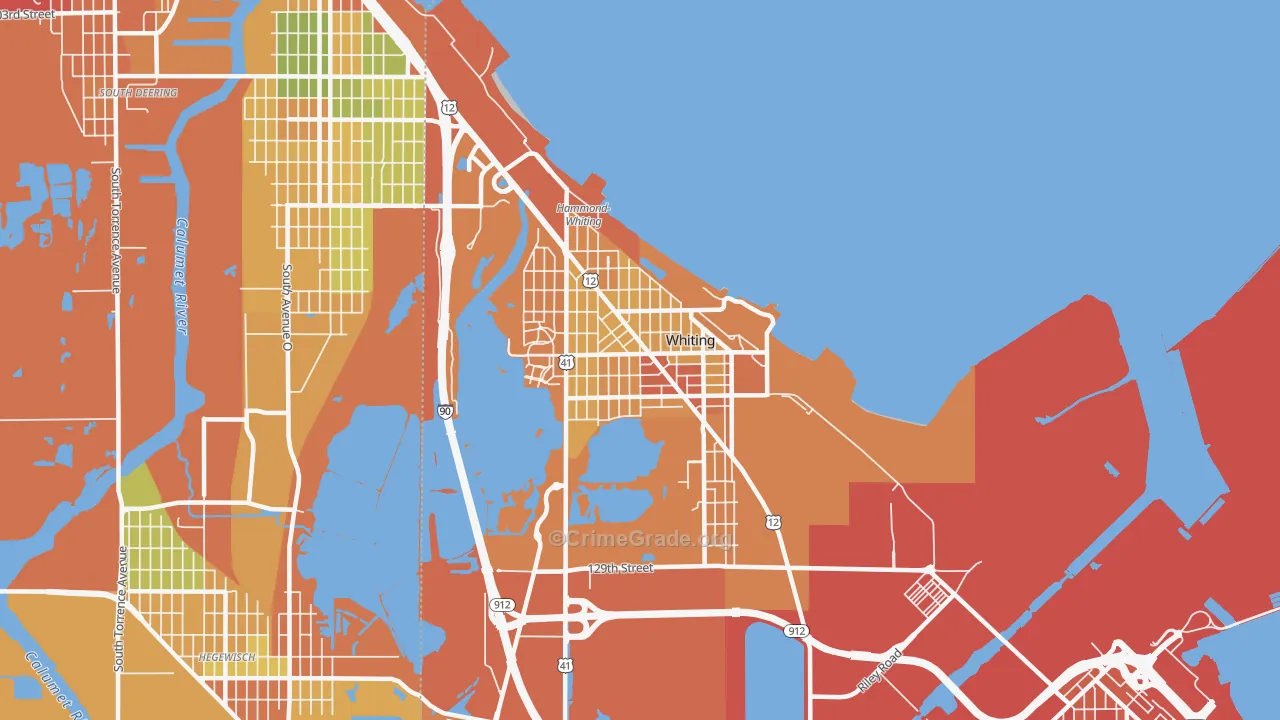 Whiting, IN Map of Assault Rates