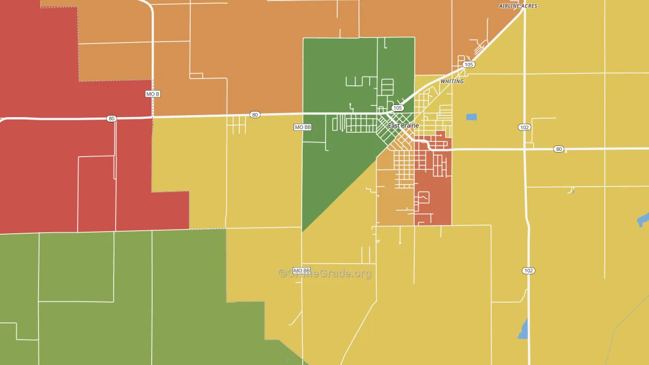 Whiting, MO Map of Assault Rates
