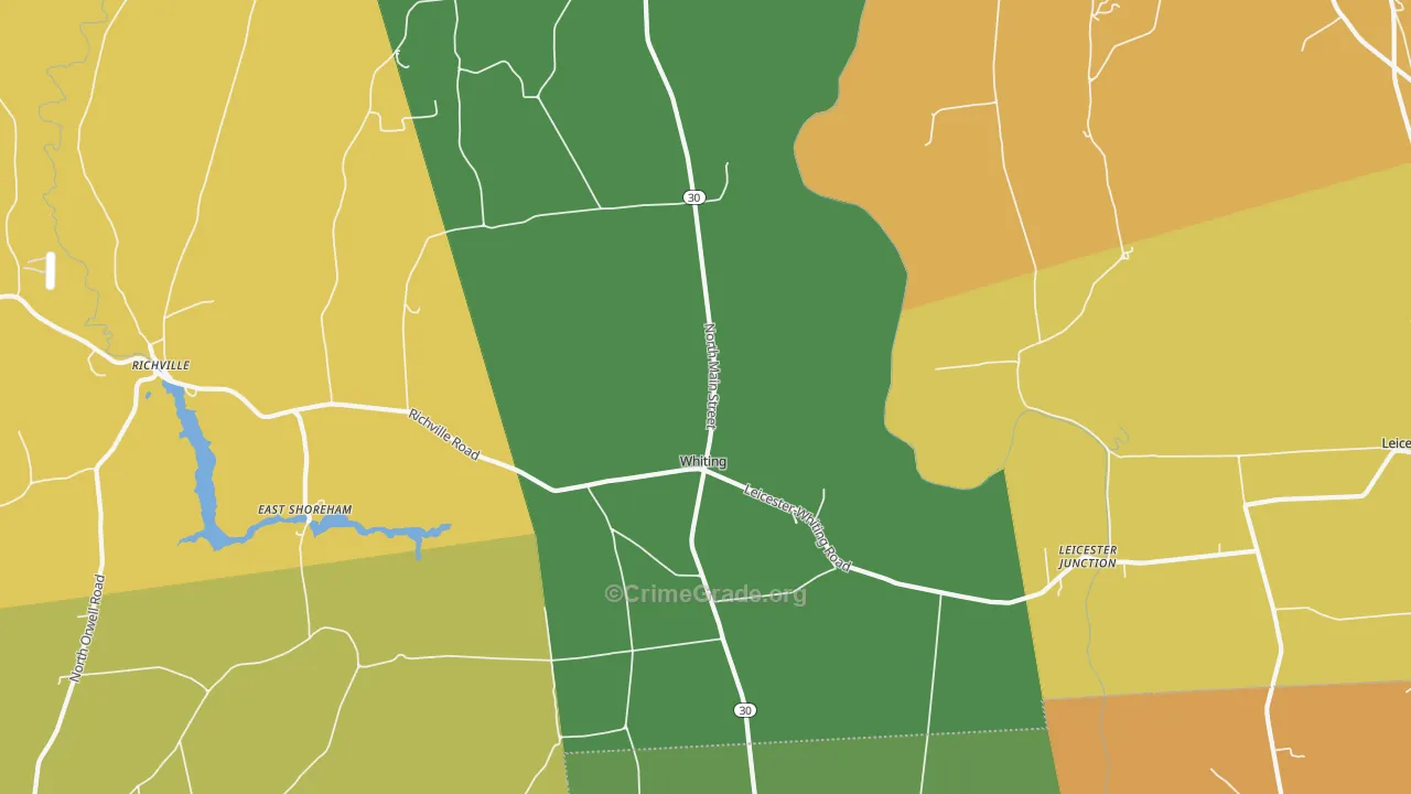 Whiting, VT Map of Assault Rates