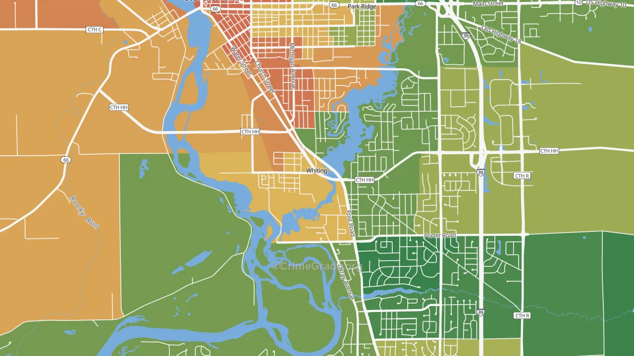 Whiting, WI Map of Assault Rates