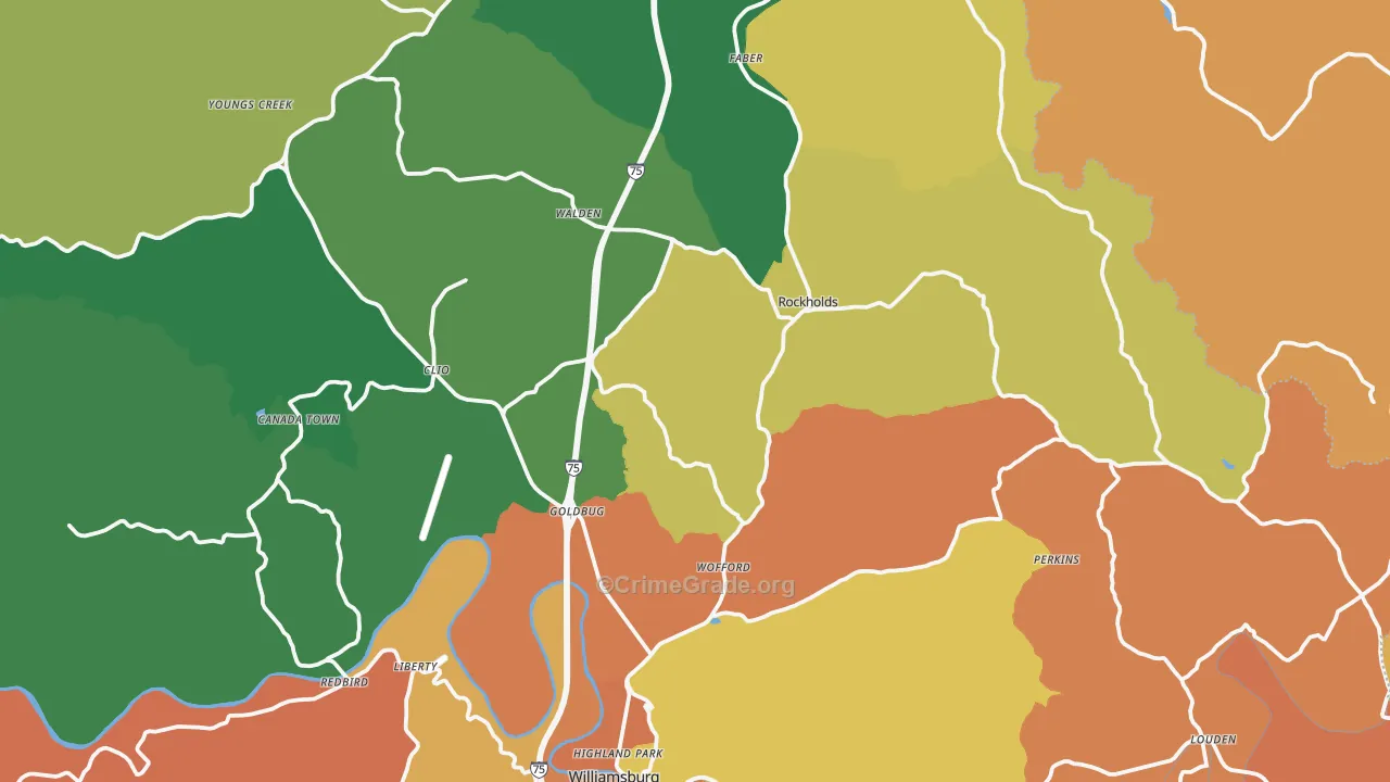 Whitley County, KY Map of Assault Rates