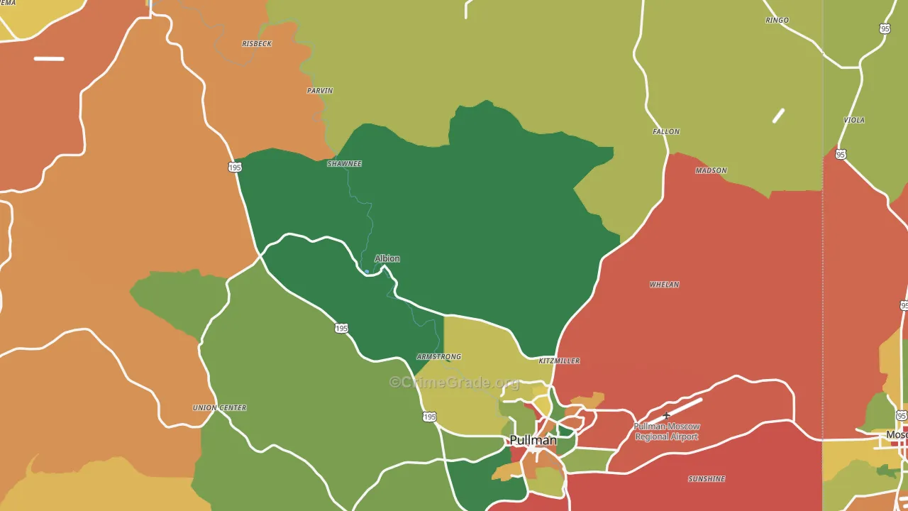 Whitman County, WA Map of Assault Rates
