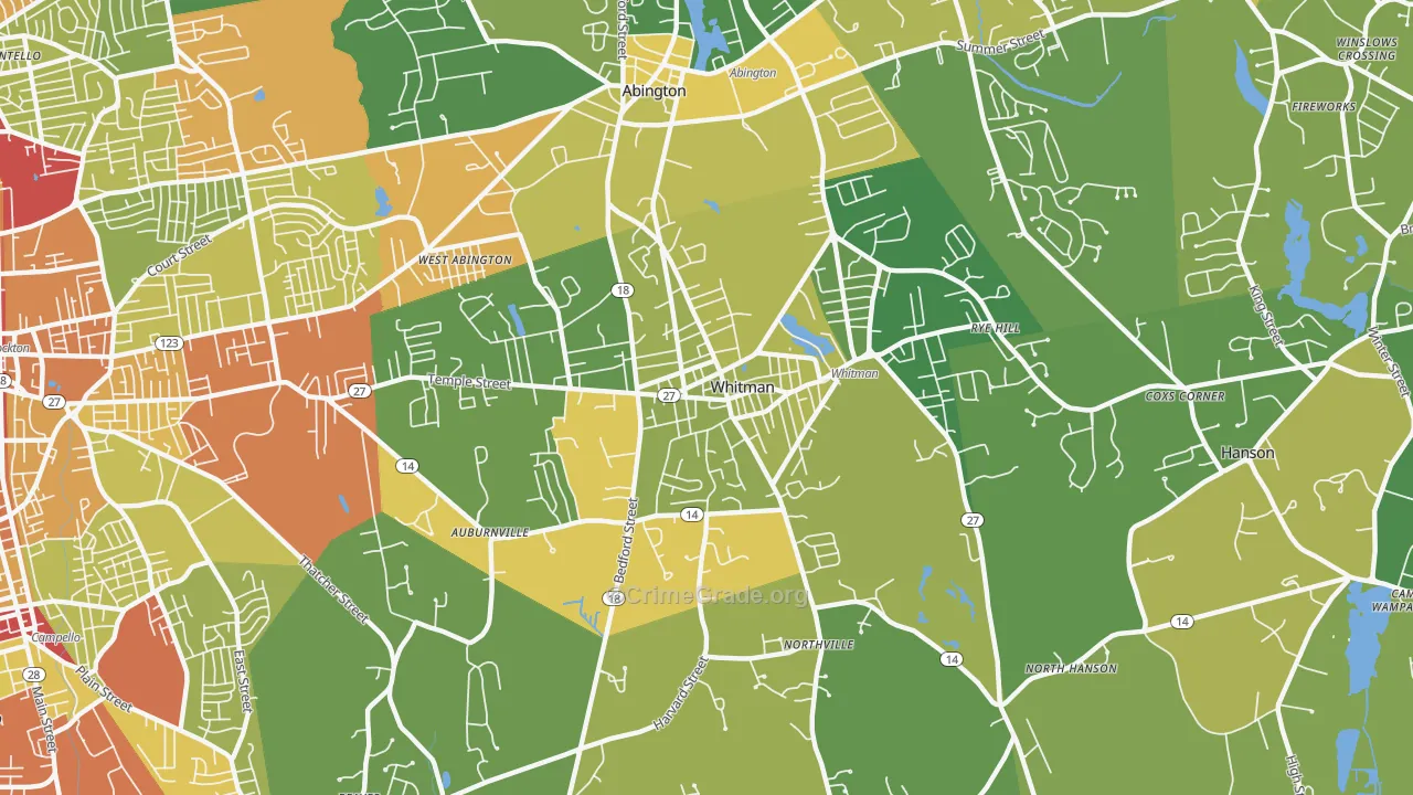 Whitman, MA Map of Assault Rates