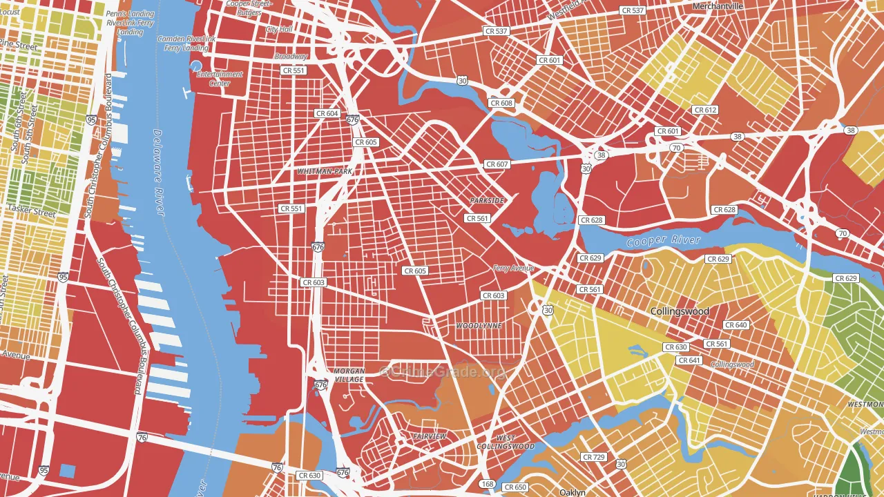Whitman Park, Camden, NJ Map of Assault Rates