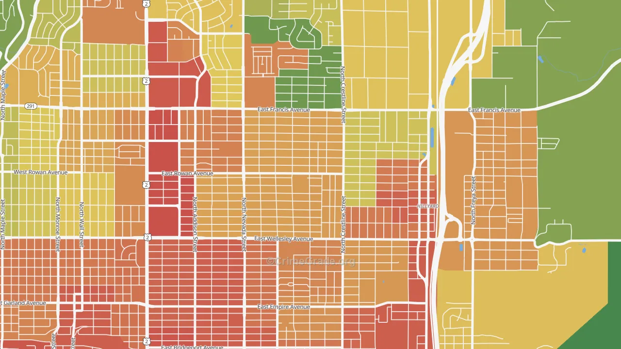 Whitman, Spokane, WA Map of Assault Rates