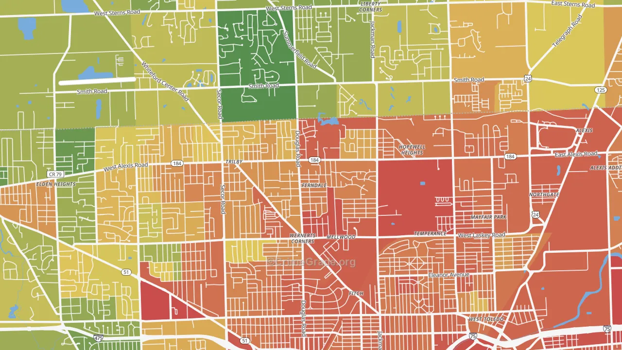 Whitmer-Trilby, Toledo, OH Map of Assault Rates