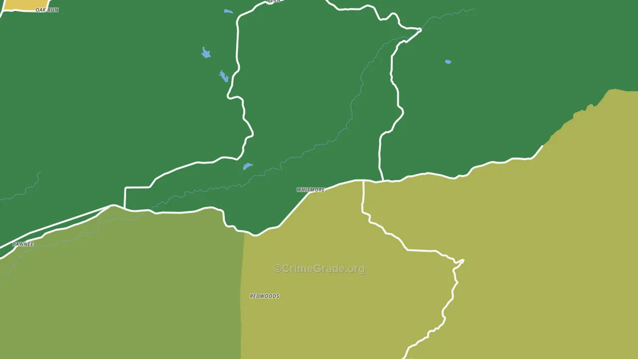 Whitmore, CA Map of Assault Rates
