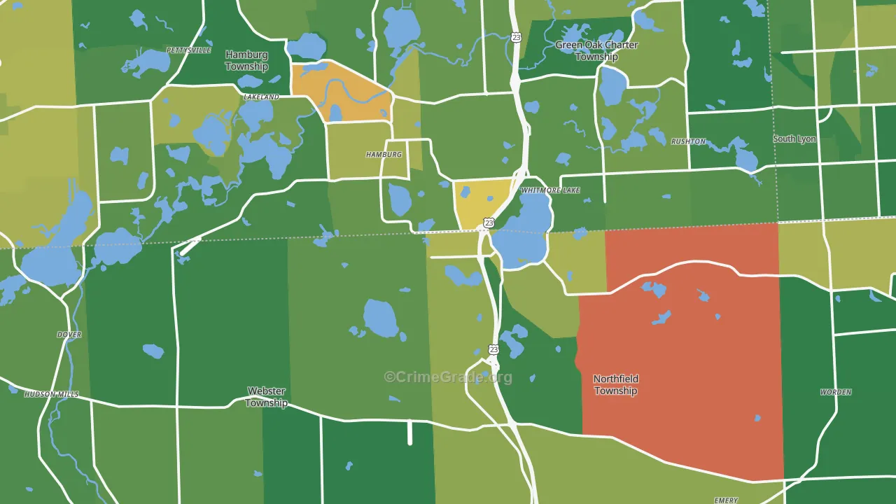 Whitmore Lake, MI Map of Assault Rates