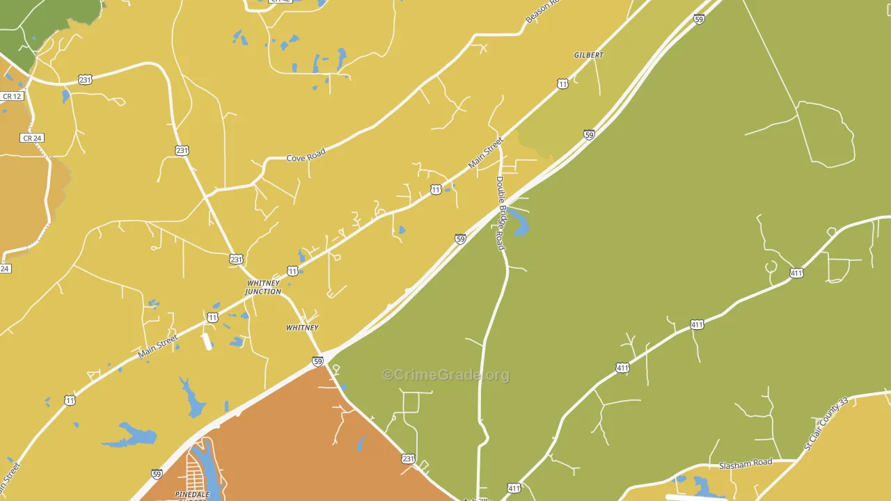 Whitney, AL Map of Assault Rates