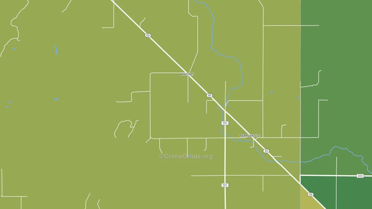 Whitney, MI Map of Assault Rates
