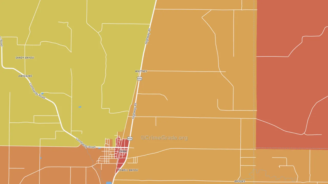 Whitney, MS Map of Assault Rates