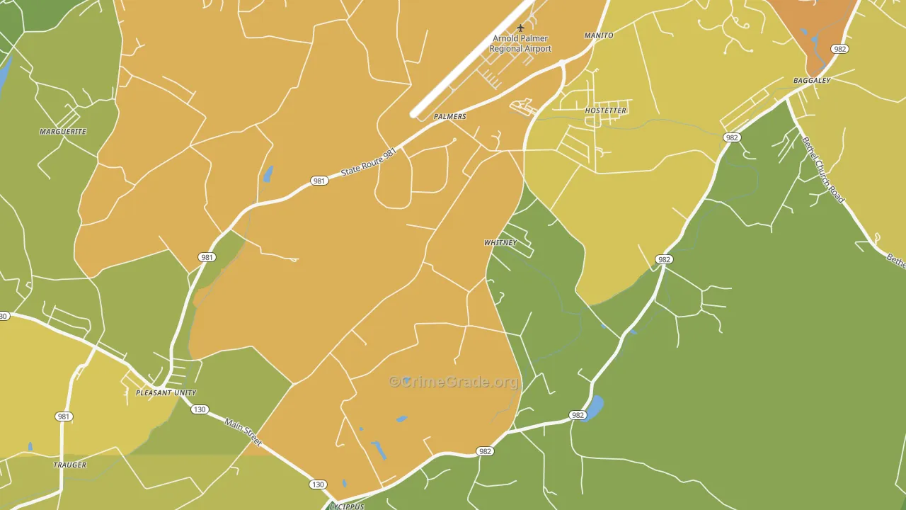 Whitney, PA Map of Assault Rates
