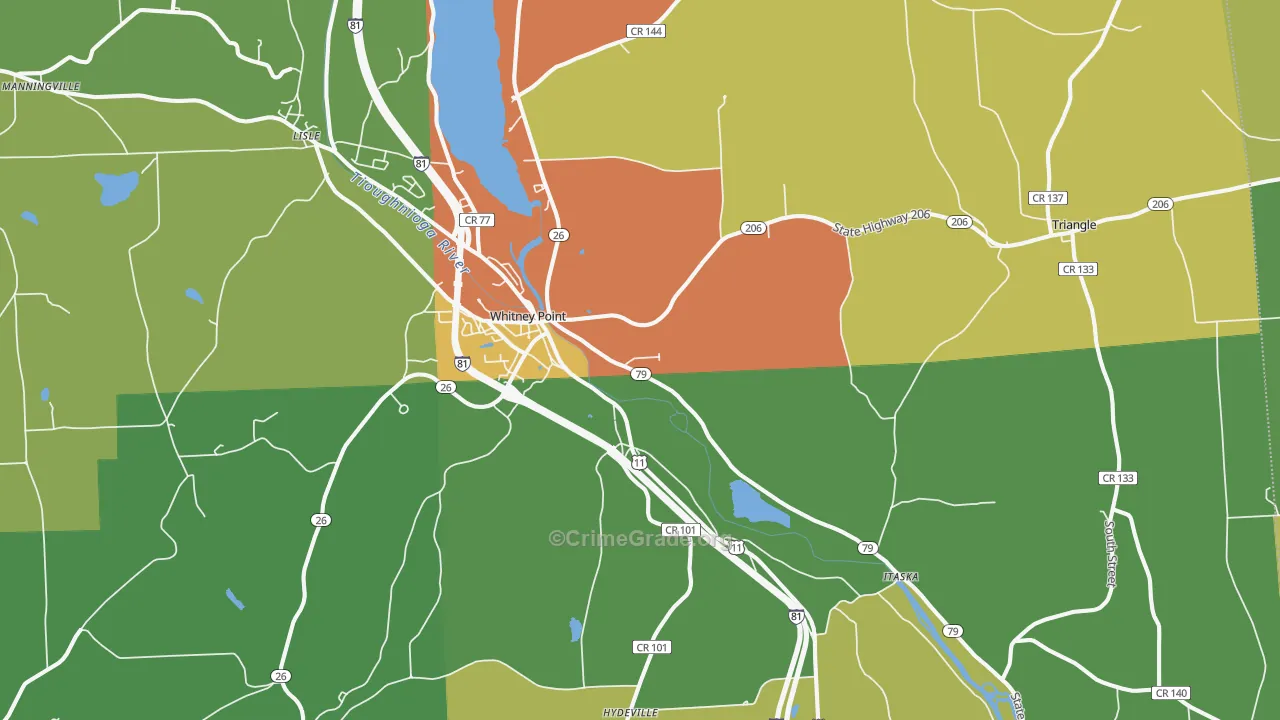 Whitney Point, NY Map of Assault Rates