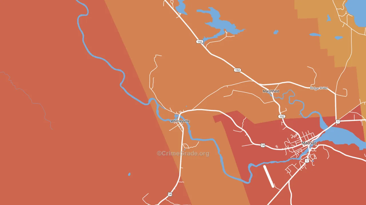 Whitneyville, ME Map of Assault Rates