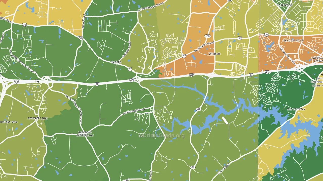 Whitsett, NC Map of Assault Rates
