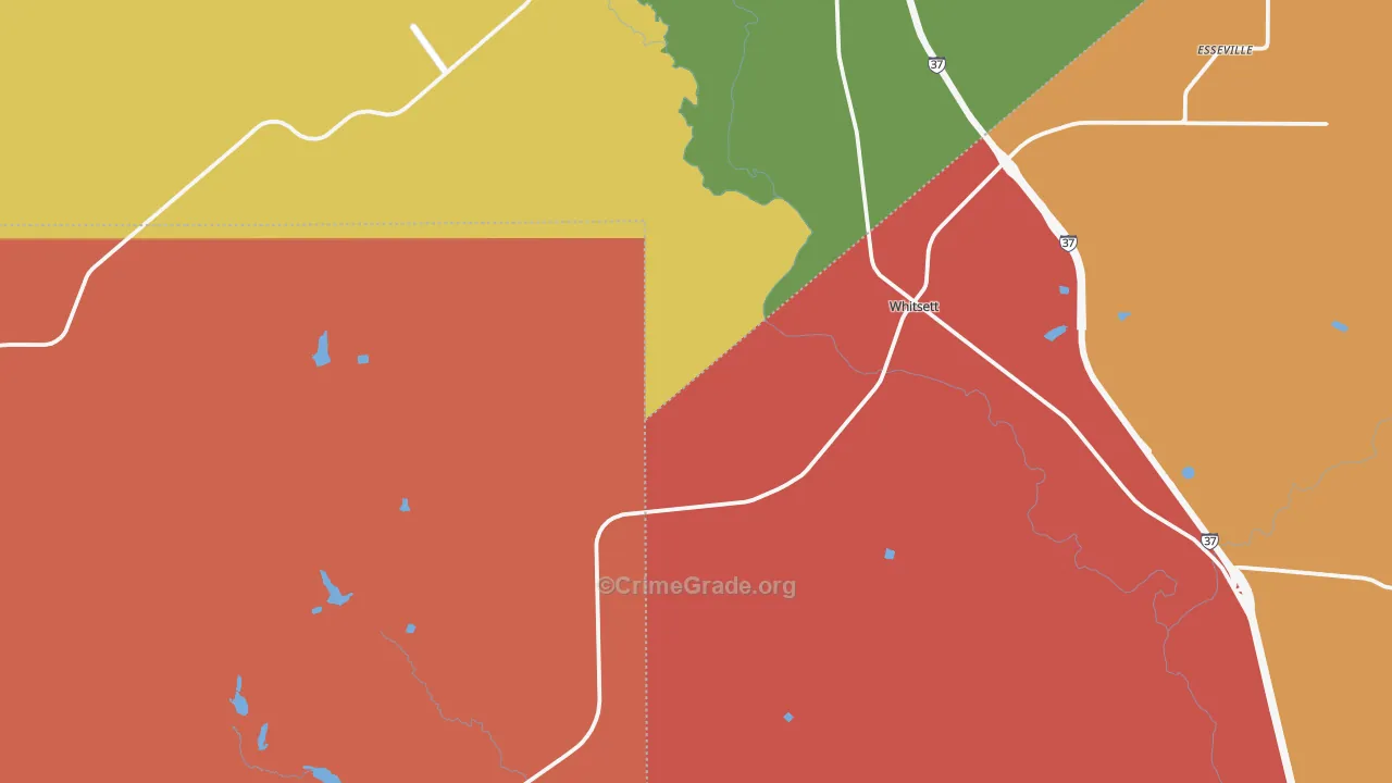Whitsett, TX Map of Assault Rates