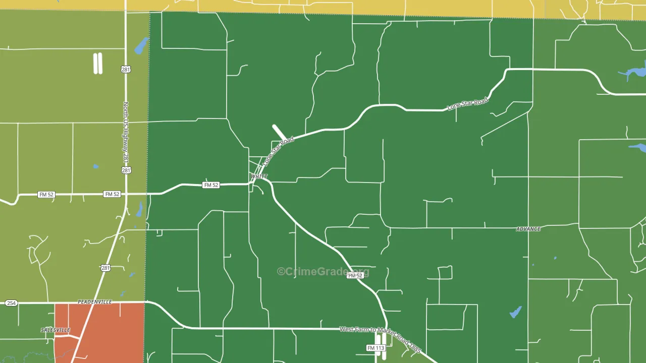 Whitt, TX Map of Assault Rates