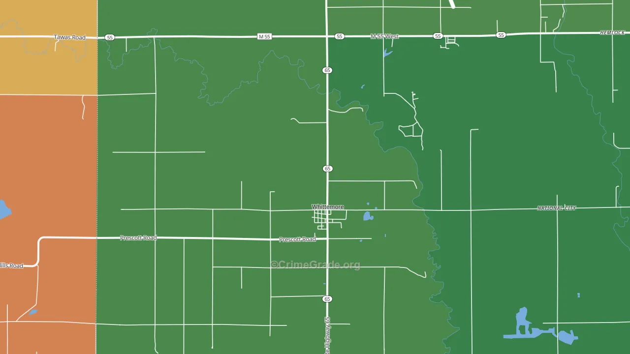 Whittemore, MI Map of Assault Rates