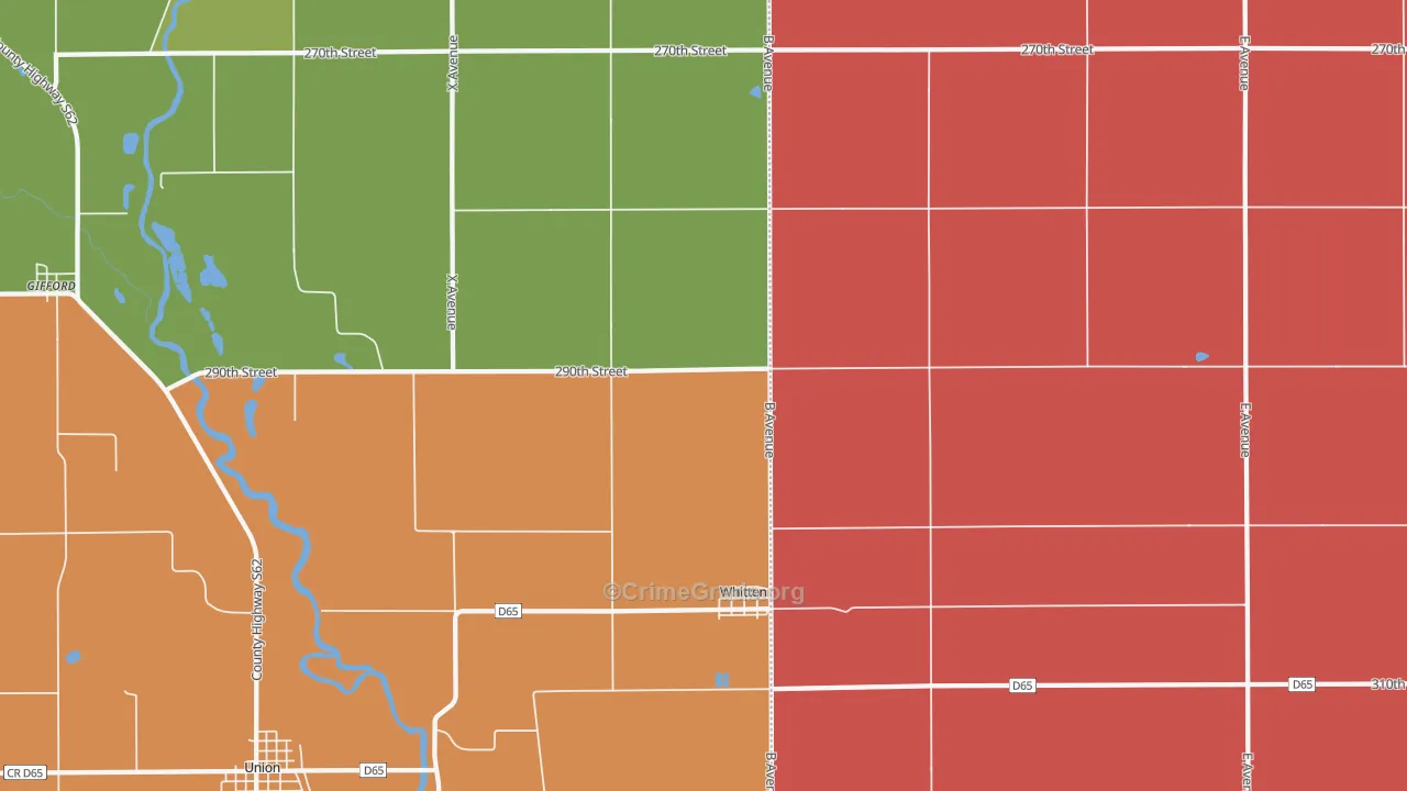 Whitten, IA Map of Assault Rates