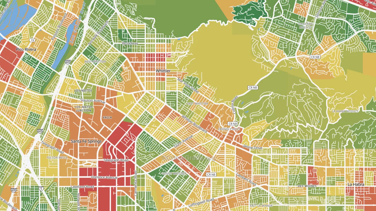 Whittier, CA Map of Assault Rates
