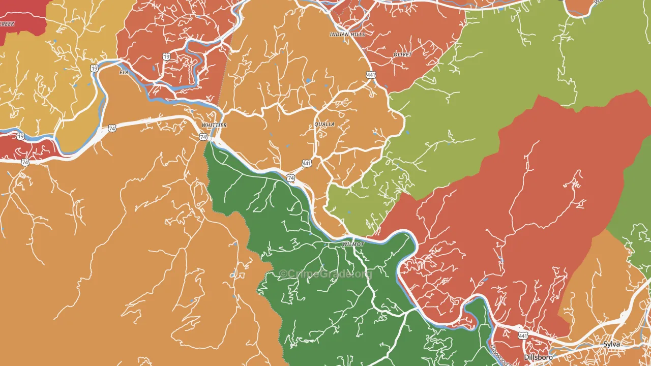 Whittier, NC Map of Assault Rates