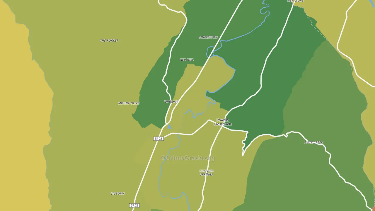 Whitwell, TN Map of Assault Rates