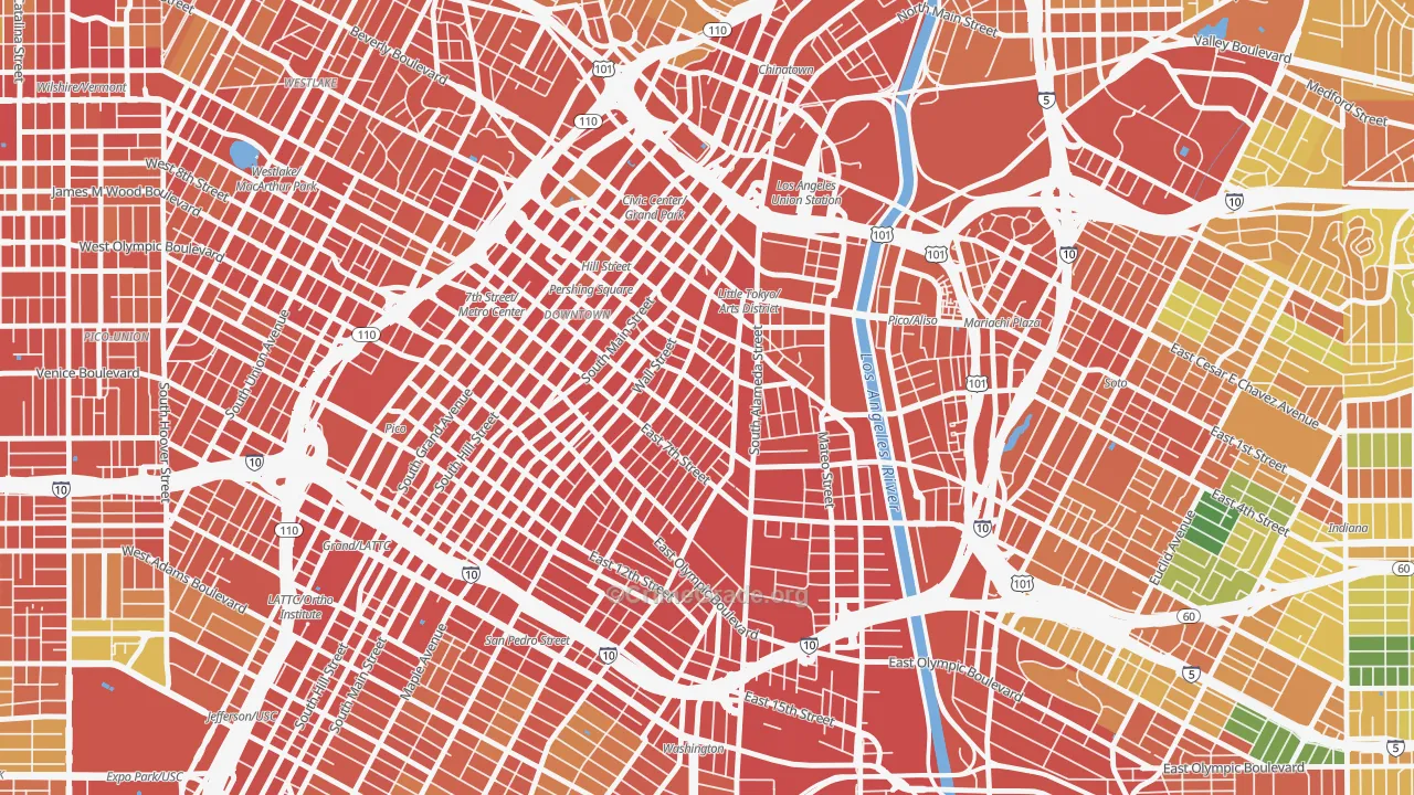 Wholesale District-Skid Row, Los Angeles, CA Map of Assault Rates