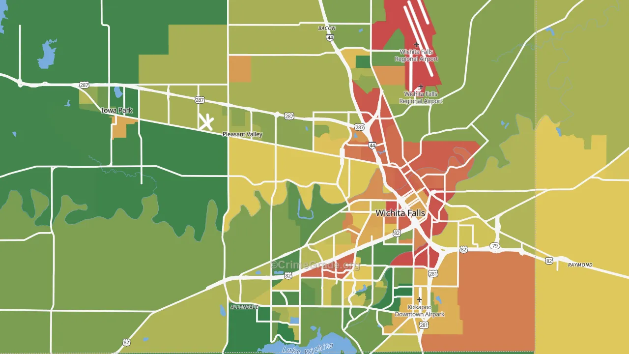 Wichita County, TX Map of Assault Rates