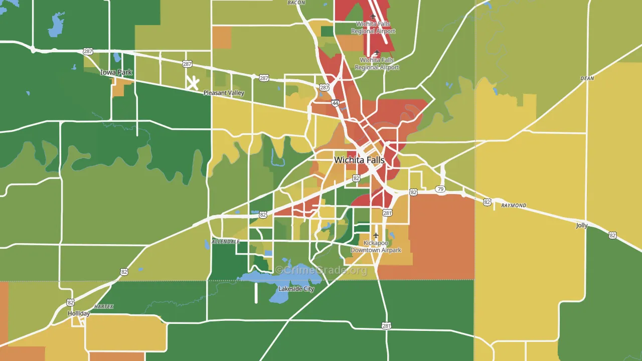 Wichita Falls, TX Map of Assault Rates