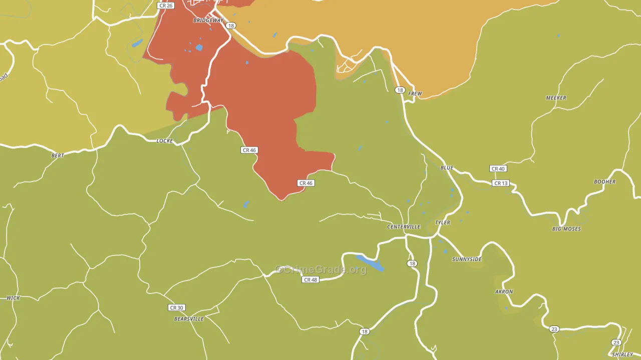 Wick, WV Map of Assault Rates