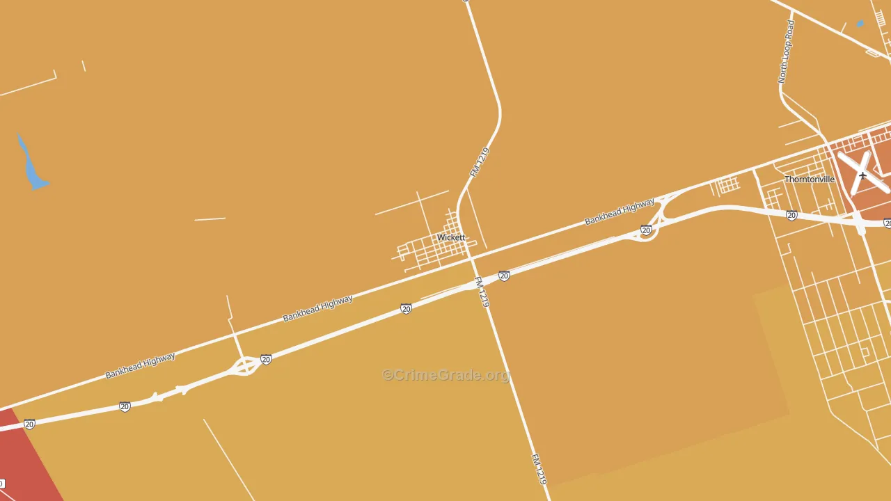 Wickett, TX Map of Assault Rates