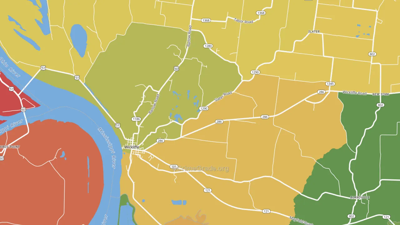 Wickliffe, KY Map of Assault Rates