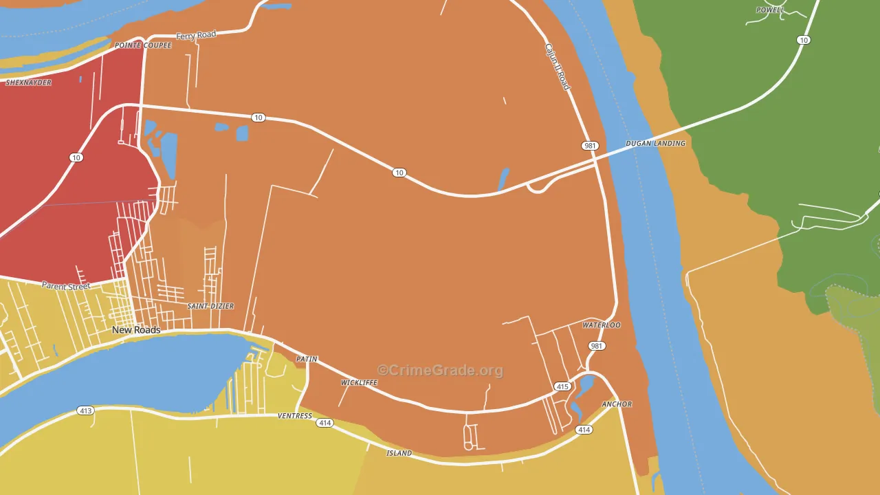 Wickliffe, LA Map of Assault Rates