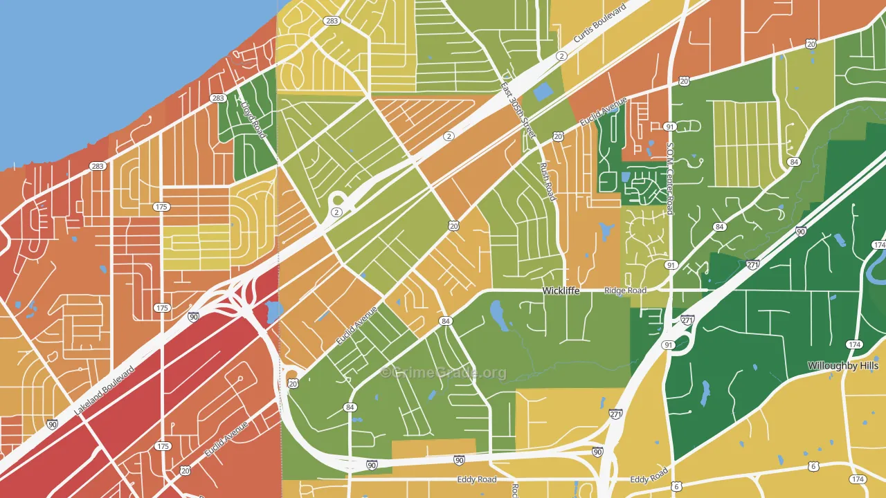 Wickliffe, OH Map of Assault Rates