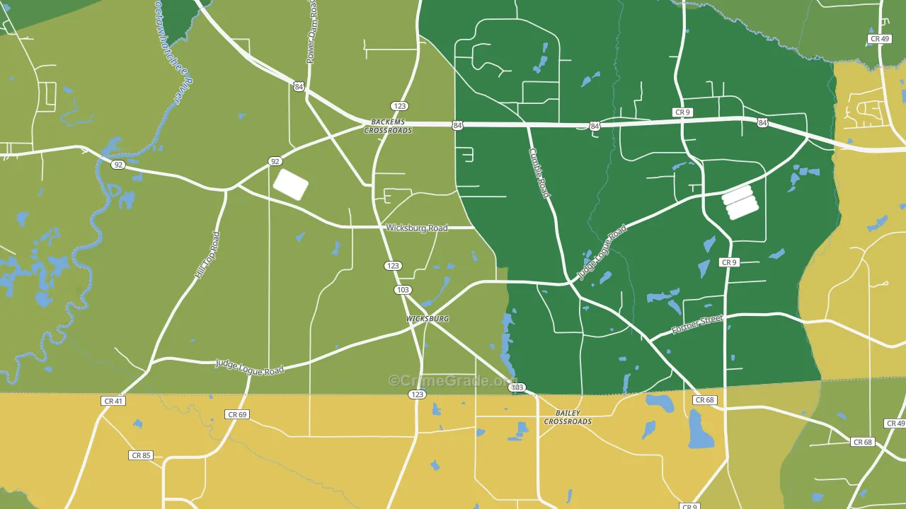 Wicksburg, AL Map of Assault Rates